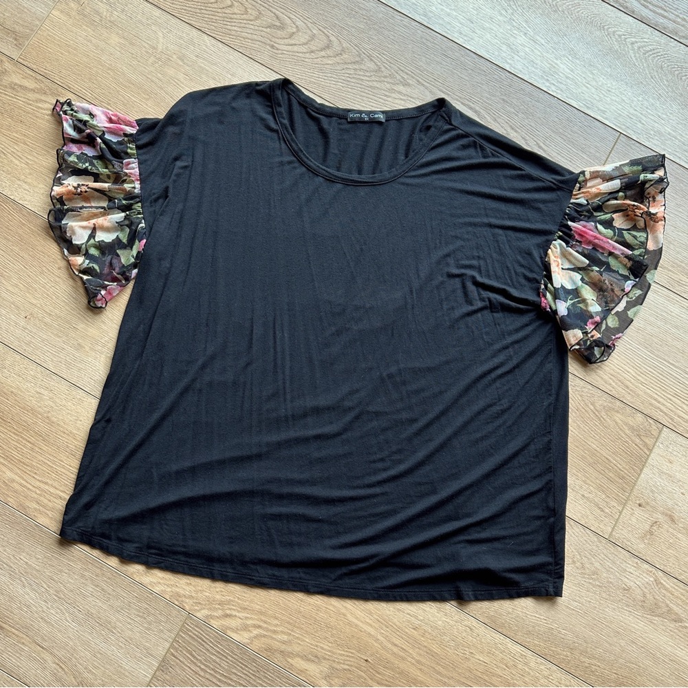 Kim & Cami flutter sleeves blouse 2x